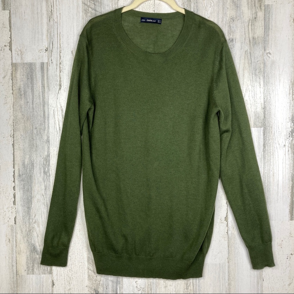 Zara men's medium olive green lightweight sweater